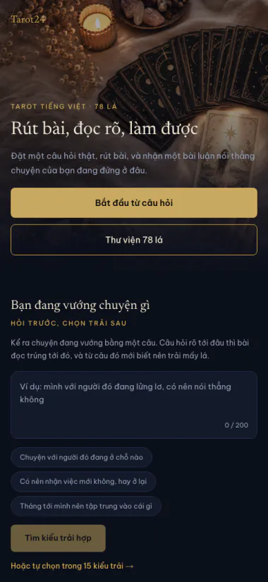 Tarot24 trên điện thoại